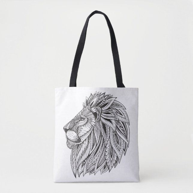 Ethnic Patterned Lion Head 2 Tote Bag (Front)