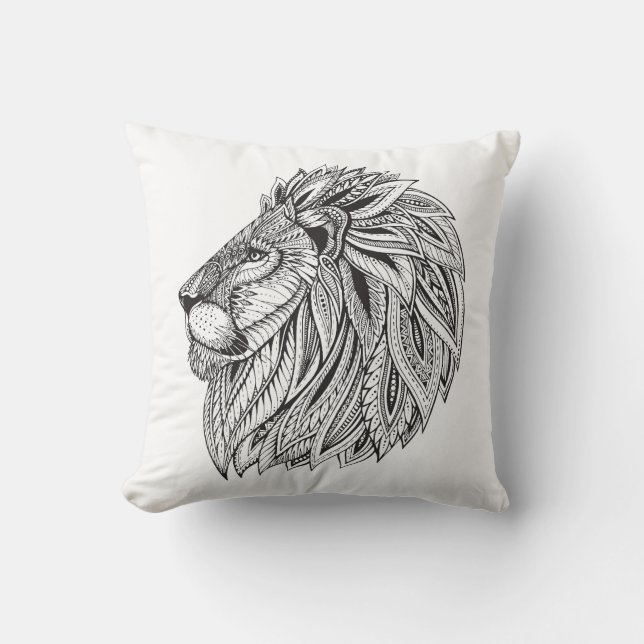 Ethnic Patterned Lion Head Cushion (Front)