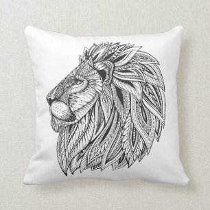 Ethnic Patterned Lion Head Cushion