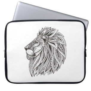 Ethnic Patterned Lion Head Laptop Sleeve