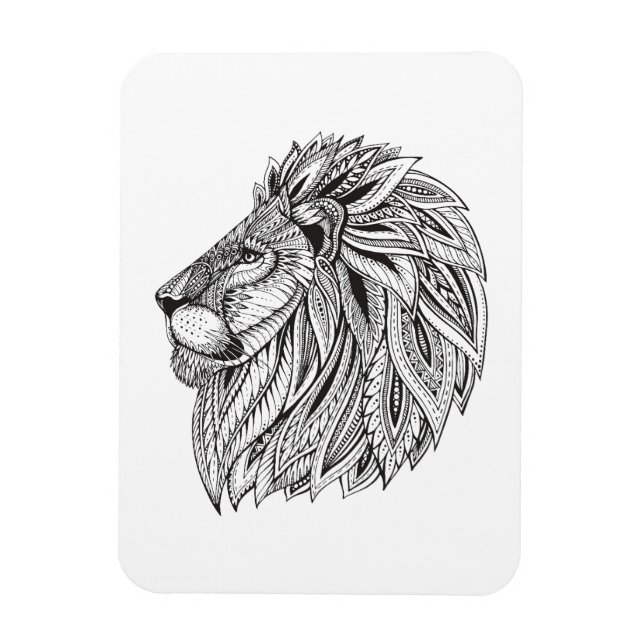 Ethnic Patterned Lion Head Magnet (Vertical)
