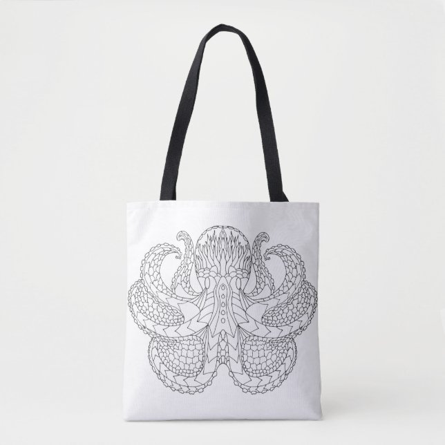 Ethnic Patterned Octopus 2 Tote Bag (Front)