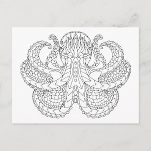 Ethnic Patterned Octopus Postcard