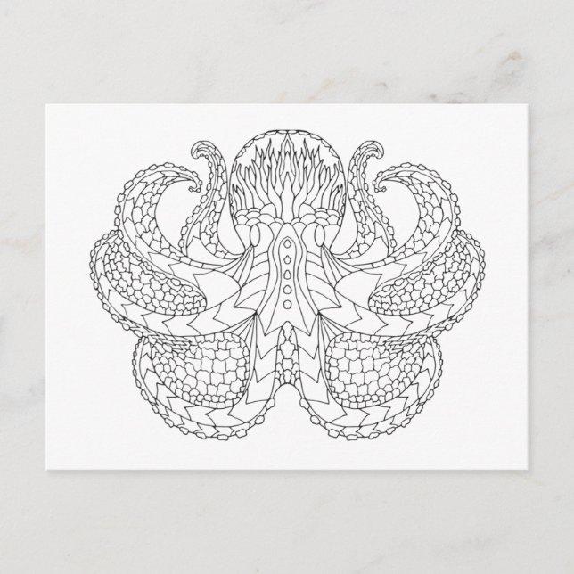 Ethnic Patterned Octopus Postcard (Front)