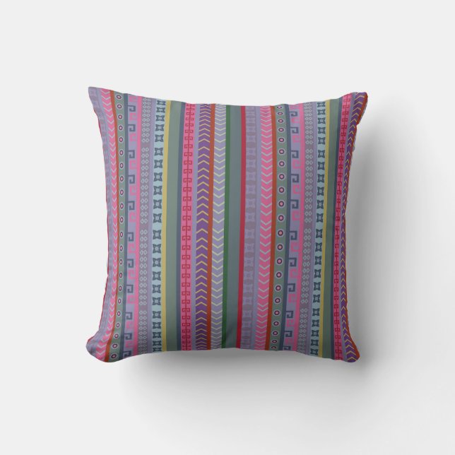 Ethnic Peruvian Striped Pattern Cushion (Front)