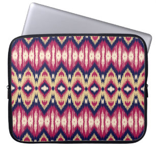 Ethnic pink blue ikat chevron pattern background T Laptop Sleeve