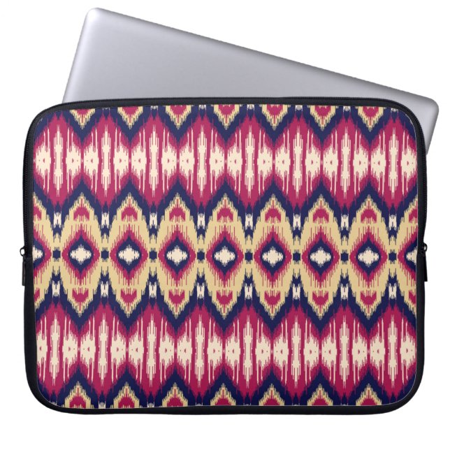Ethnic pink blue ikat chevron pattern background T Laptop Sleeve (Front)