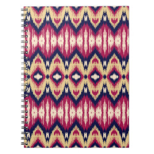 Ethnic pink blue ikat chevron pattern background T Notebook