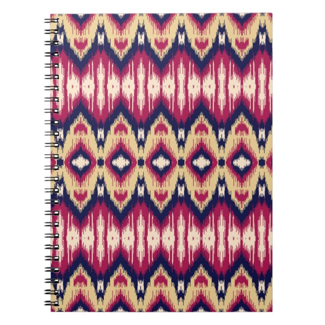 Ethnic pink blue ikat chevron pattern background T Notebook (Front)