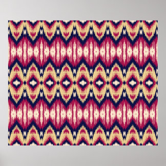 Ethnic pink blue ikat chevron pattern background T Poster