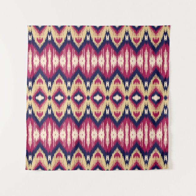 Ethnic pink blue ikat chevron pattern background T Tapestry (Front)