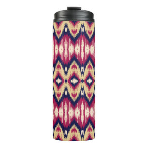 Ethnic pink blue ikat chevron pattern background T Thermal Tumbler