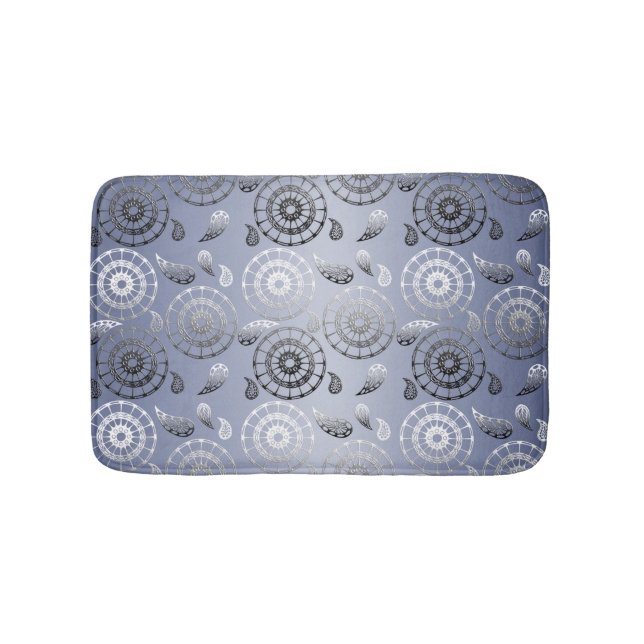 ethnic poho paisley grey pattern bath mat (Front)