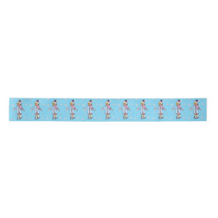 Ethnic Pretty Little Ice Skater and Snowflakes Satin Ribbon