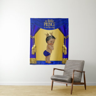 Ethnic Prince Baby Shower Banner Backdrop Tapestry