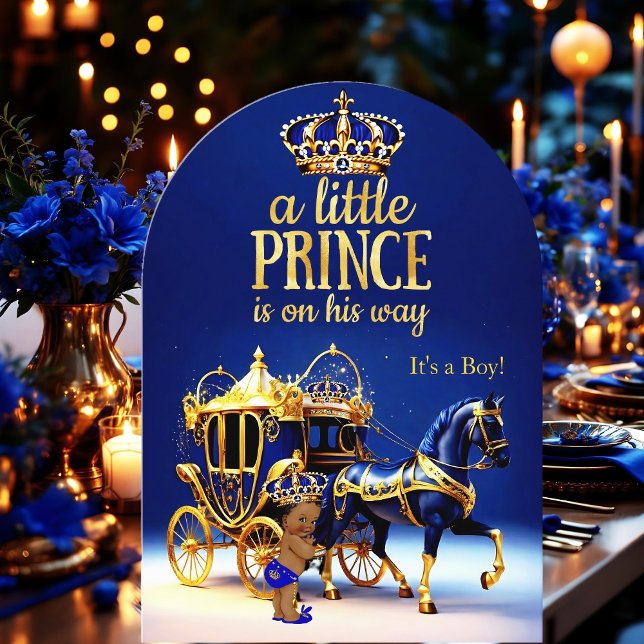 Ethnic Prince Baby Shower Blue Gold Carriage Invitation (Creator Uploaded)