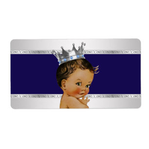 Ethnic Prince Baby Shower Water Bottle Label