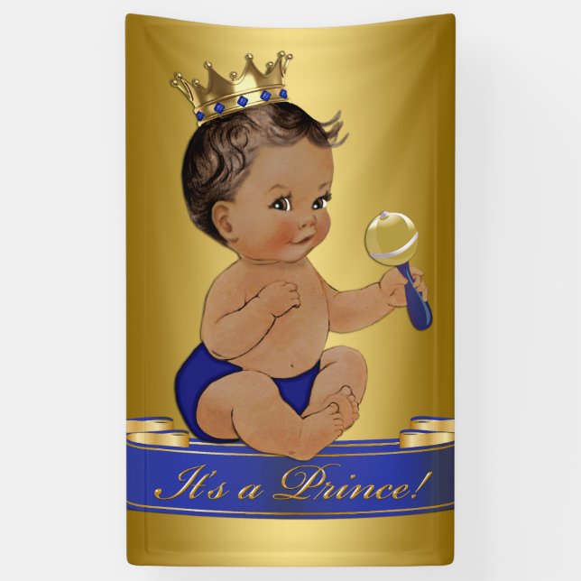Ethnic Prince Boy Baby Shower Banner (Vertical)