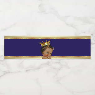 Ethnic Prince Boy Baby Shower Water Bottle Label