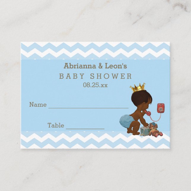 Ethnic Prince on Phone Chevrons Seating Cards (Front)