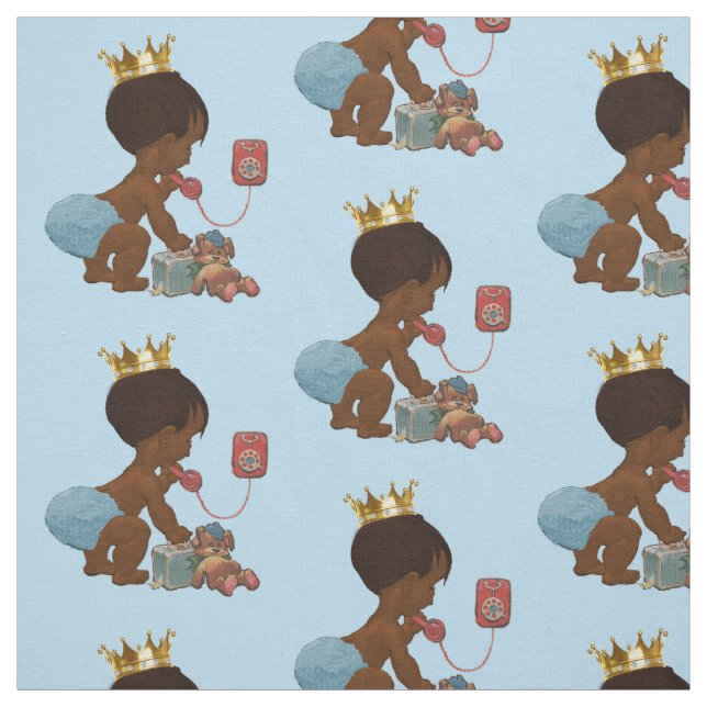 Ethnic Prince on Phone Teddy Bear Suitcase Fabric (Swatch)