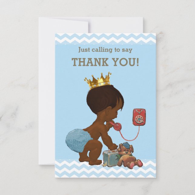 Ethnic Prince on Phone Thank You Chevrons (Front)