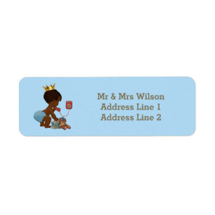 Ethnic Prince Phone Suitcase Blue Baby Shower Return Address Label