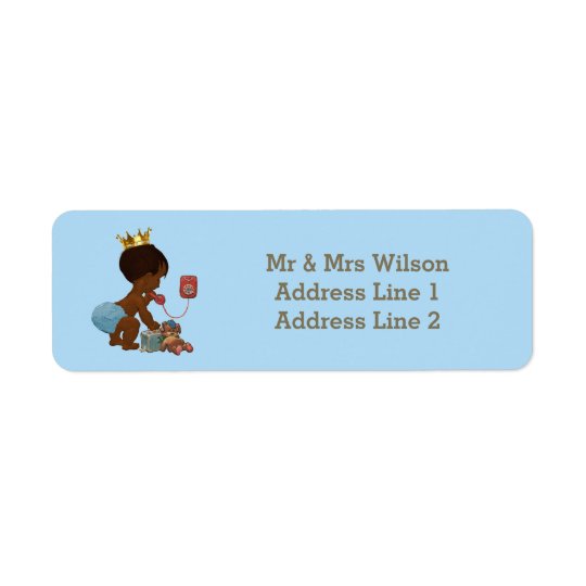 Ethnic Prince Phone Suitcase Blue Baby Shower Return Address Label