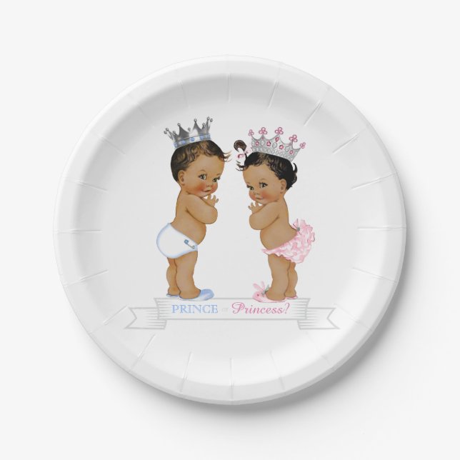 Ethnic Prince Princess Baby Shower Paper Plate (Front)