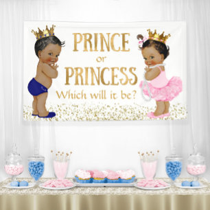 Ethnic Prince Princess Gender Reveal Baby Shower Banner