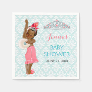 Ethnic Princess Baby Girl Tiara Pink & Aqua Napkin