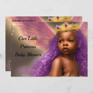 Ethnic Princess Baby Shower butterfly purple 2 Invitation