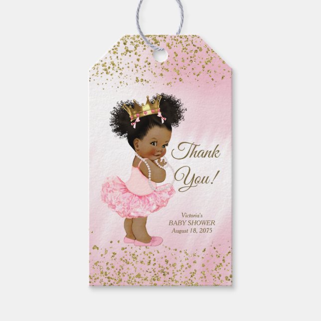Ethnic Princess Baby Shower Gift Tags (Front)