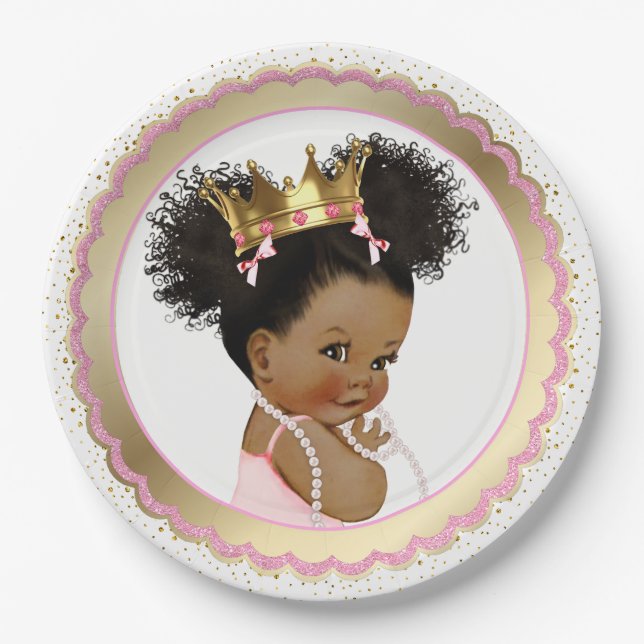 Ethnic Princess Baby Shower Paper Plate (Front)