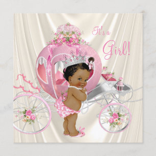 Ethnic Princess Baby Shower Pink and Ivory Pearl Invitation