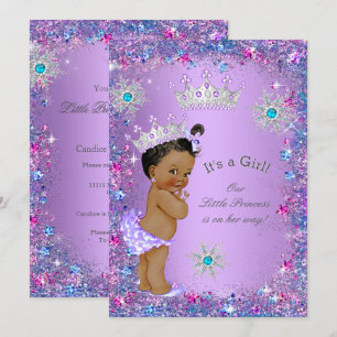 Ethnic Princess Baby Shower Purple Teal Blue Pink Invitation