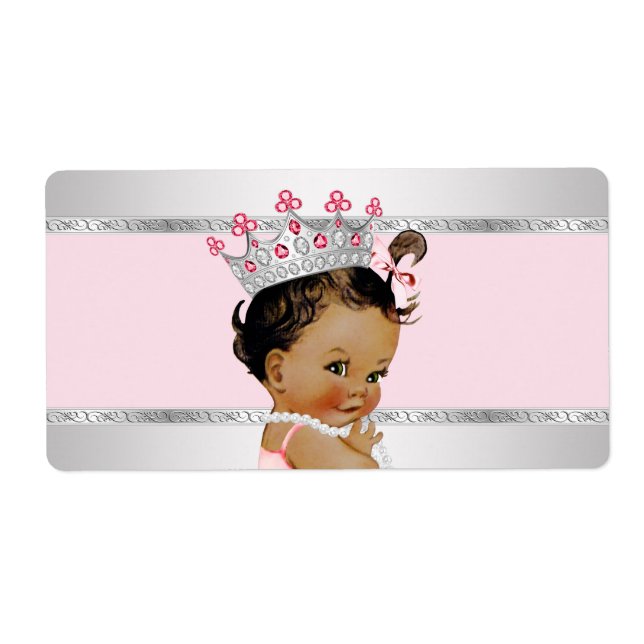 Ethnic Princess Baby Shower Water Bottle Label (Front)