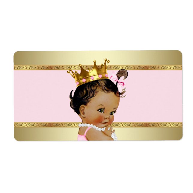 Ethnic Princess Baby Shower Water Bottle Label (Front)