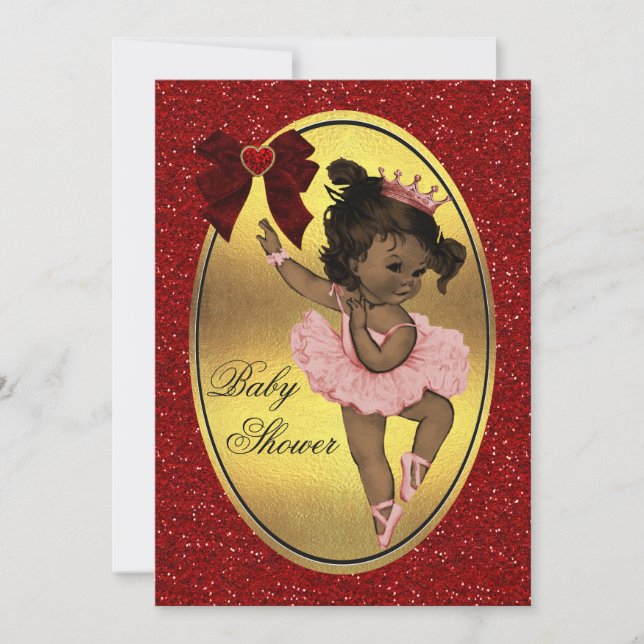Ethnic Princess Ballerina Faux Gold Foil Glitter Invitation (Front)
