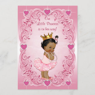 Ethnic Princess Ballerina Love Hearts Baby Shower Invitation