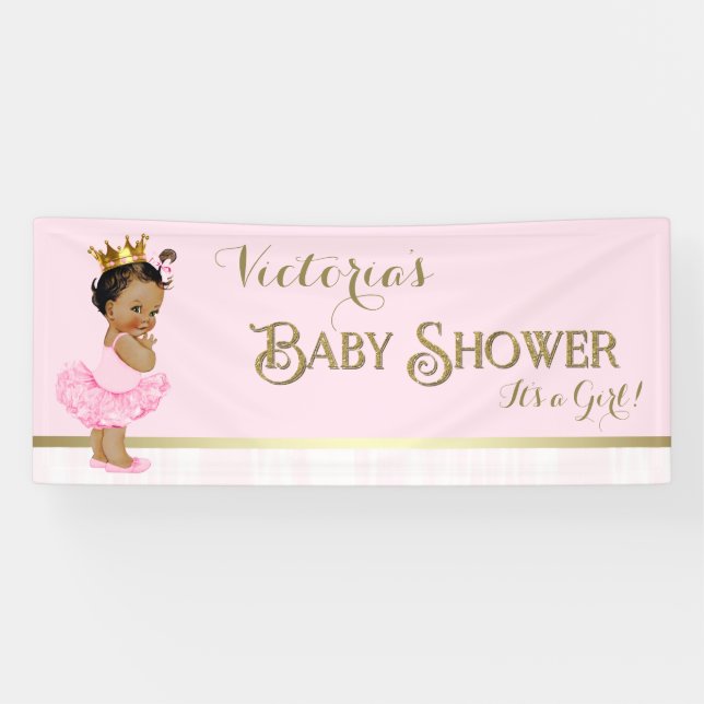 Ethnic Princess Ballerina Tutu Baby Shower Banner (Horizontal)