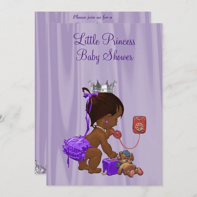 Ethnic Princess Lilac Baby Shower Invitation (Front/Back)