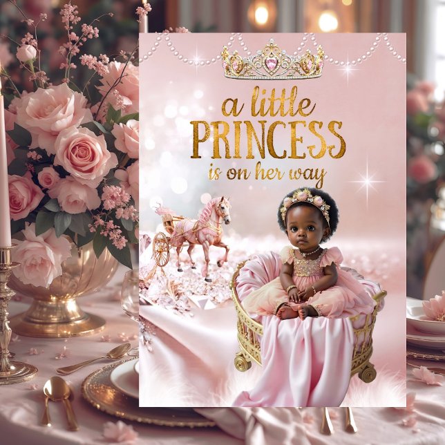Ethnic Princess Pink Baby Shower Carriage Crib Invitation (Creator Uploaded)