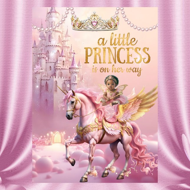 Ethnic Princess Pink Baby Shower unicorn castle Invitation (Creator Uploaded)
