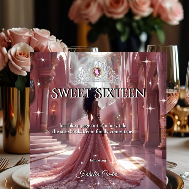 Ethnic Princess Sweet 16 Birthday Party Pink Invitation (Creator Uploaded)