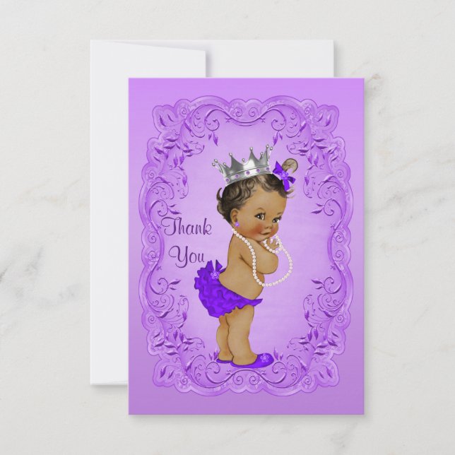Ethnic Princess Thank You Baby Shower Purple Frame (Front)