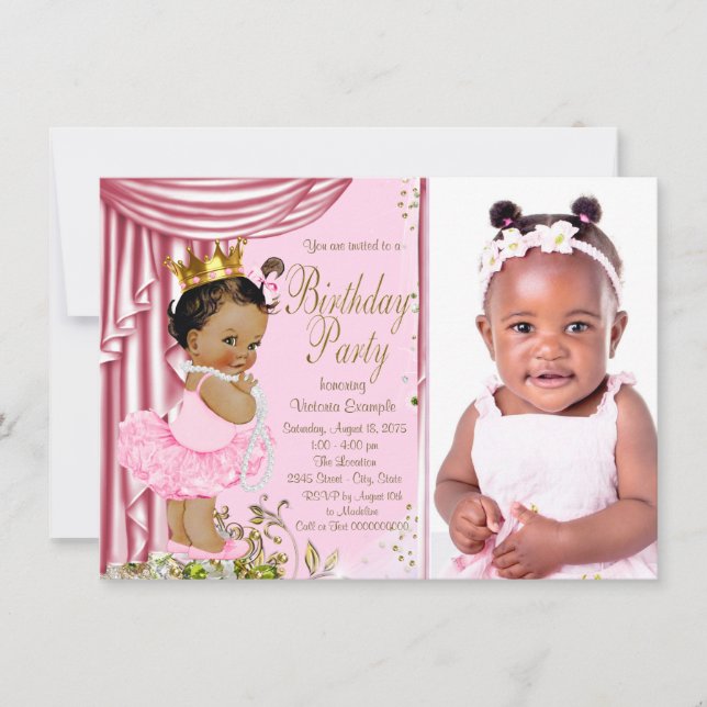 Ethnic Princess Tutu Pearl Birthday Party Invitation (Front)