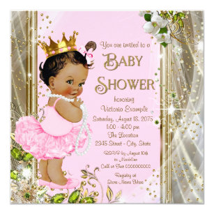 Ethnic Princess Tutu Pink Gold Baby Shower Invitation