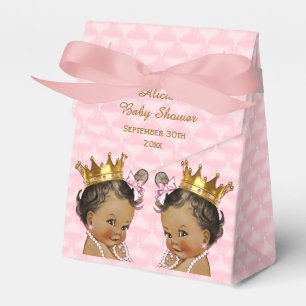 Ethnic Princess Twins Quilted Pink Baby Shower Favour Box
