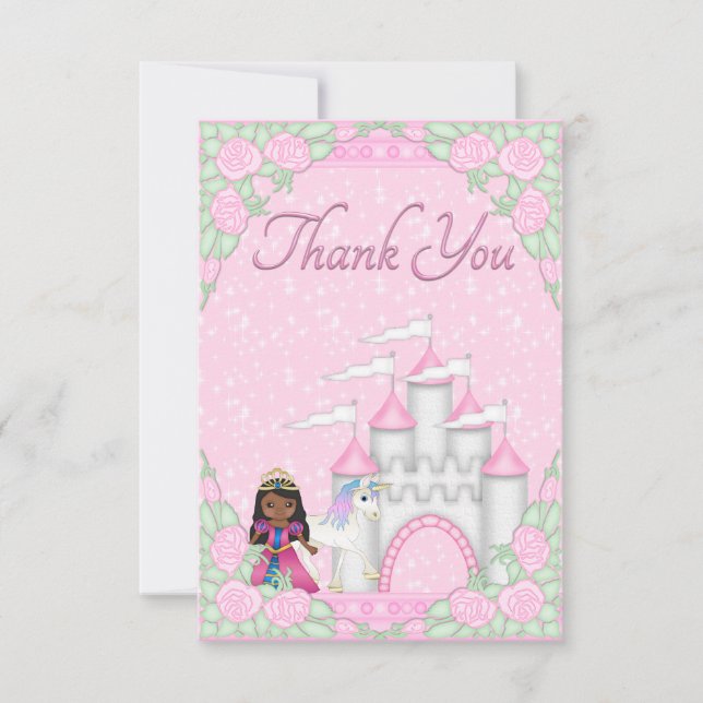 Ethnic Princess, Unicorn & Castle Thank You (Front)
